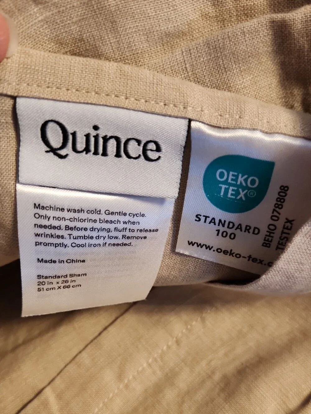 Quince Queen European Linen Duvet Cover Set With Shams - Toffee